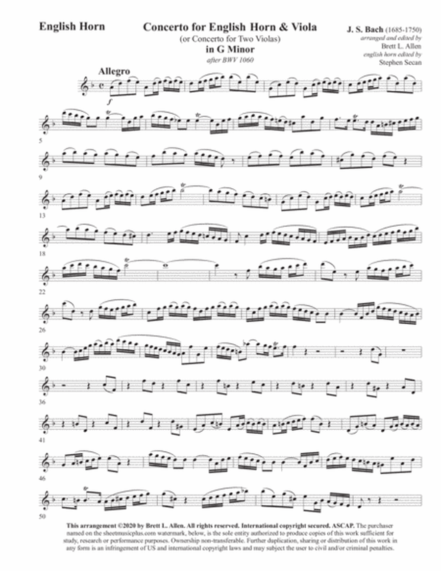 Concerto for English Horn and Viola in G Minor SOLO INSTRUMENTS & PIANO image number null