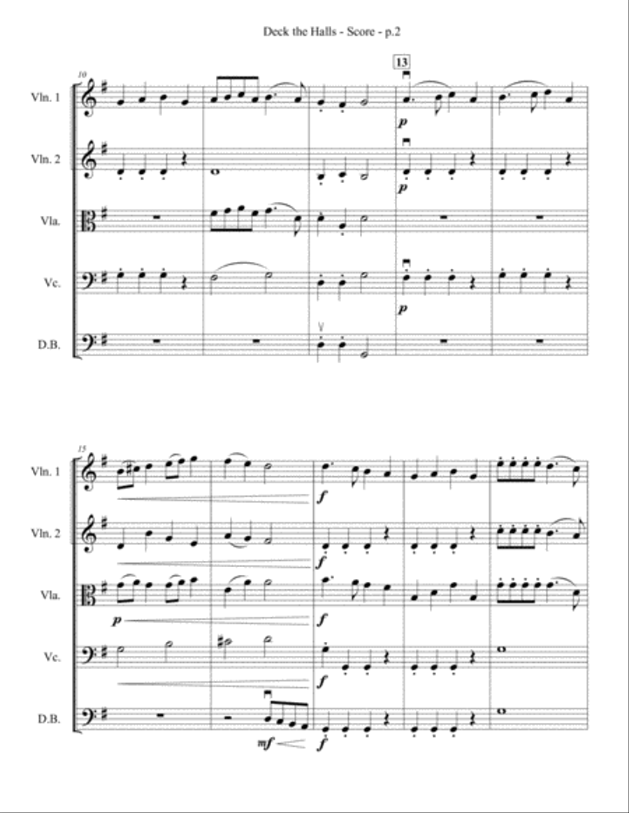 Deck the Halls - String Trio/Quartet/Ensemble String Quartet scores gallery preview page 3