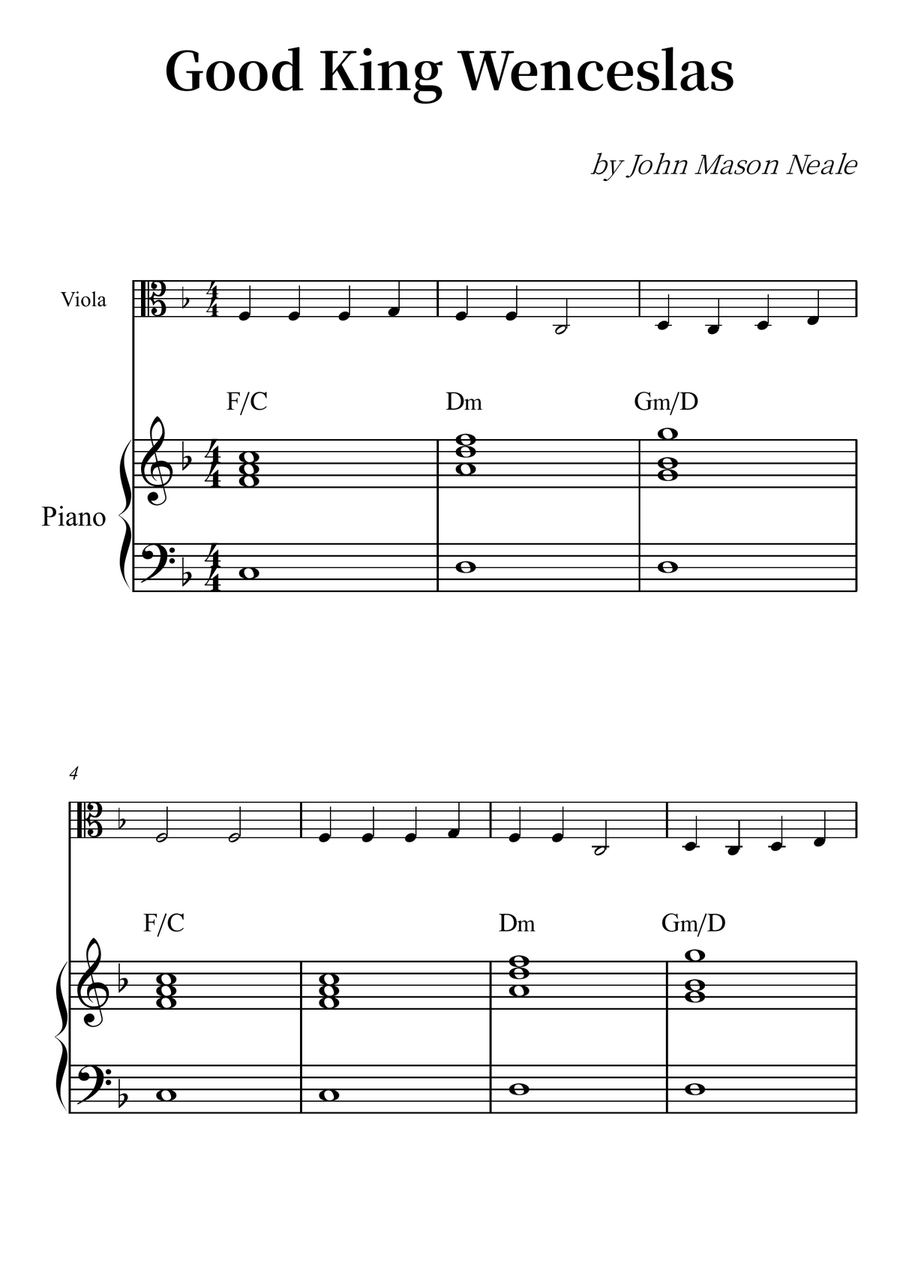 Good King Wenceslas Viola scores gallery preview page 1