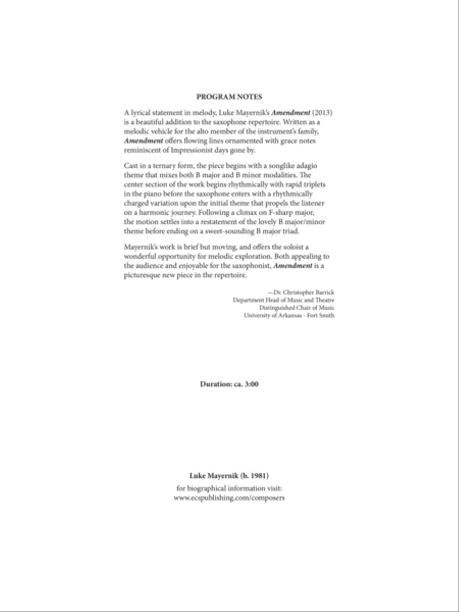 Amendment Alto Saxophone scores gallery preview page 1