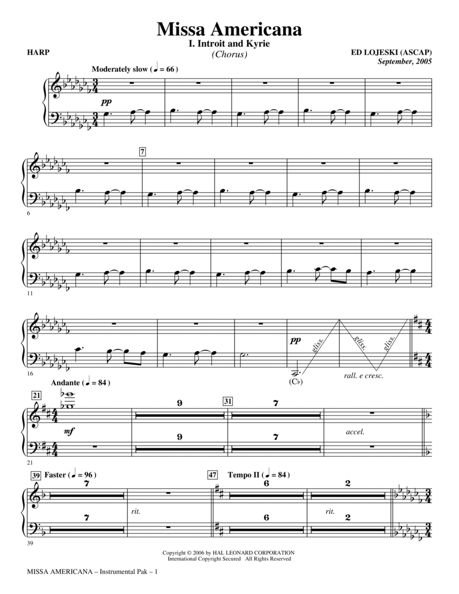 Missa Americana - Harp Missa Americana - Harp Choir scores gallery preview page 1