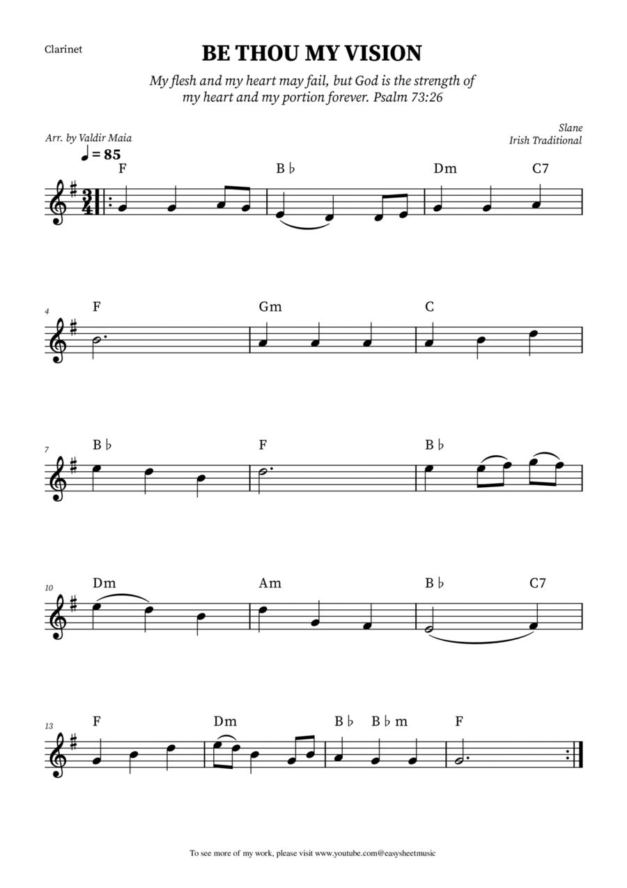 Be Thou My Vision - Clarinet Solo (Chords) Clarinet Solo scores gallery preview page 1