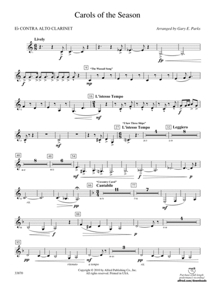Carols of the Season: (wp) E-flat Contrabass Clarinet