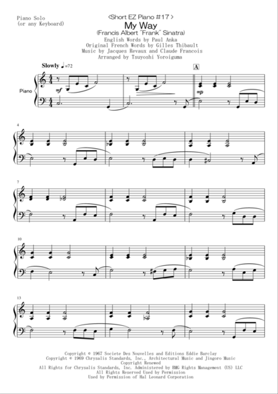 My Way Easy Piano scores gallery preview page 1