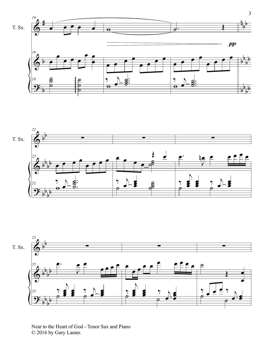 NEAR TO THE HEART OF GOD (Duet – Tenor Sax & Piano with Score/Part) Woodwind Duet scores gallery preview page 4