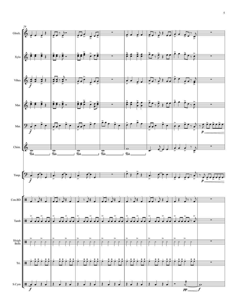 Swingin' Jingle Bells - for Percussion Ensemble Percussion Ensemble scores gallery preview page 6