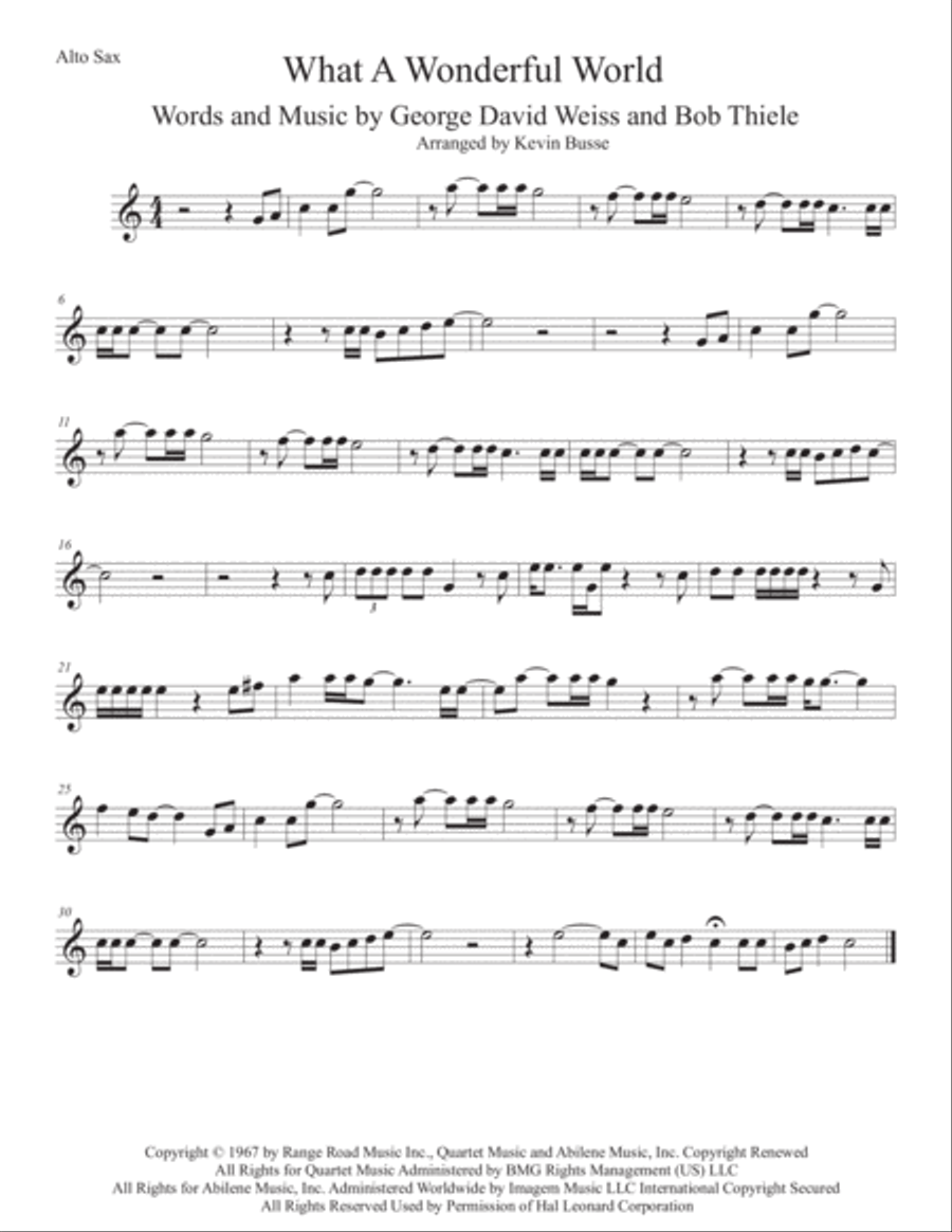 What A Wonderful World Alto Saxophone scores gallery preview page 1