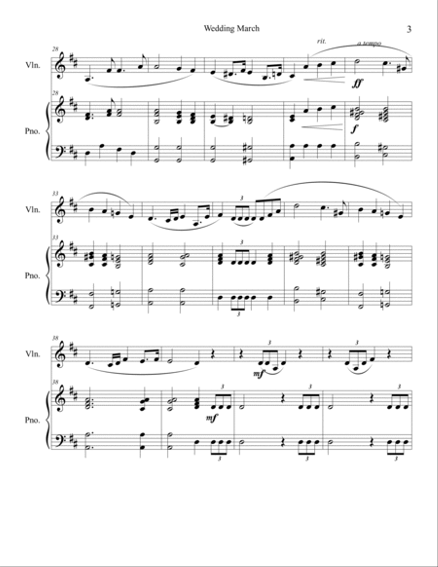Wedding March (Violin Solo) with piano accompaniment Violin Solo scores gallery preview page 3