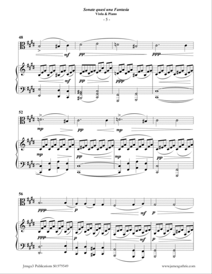 Beethoven: Adagio from the Moonlight Sonata for Viola & Piano Piano scores gallery preview page 5