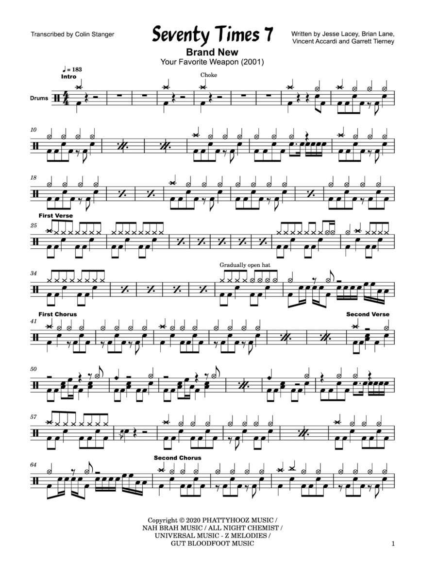 Seventy Times 7 Drum Set scores gallery preview page 1