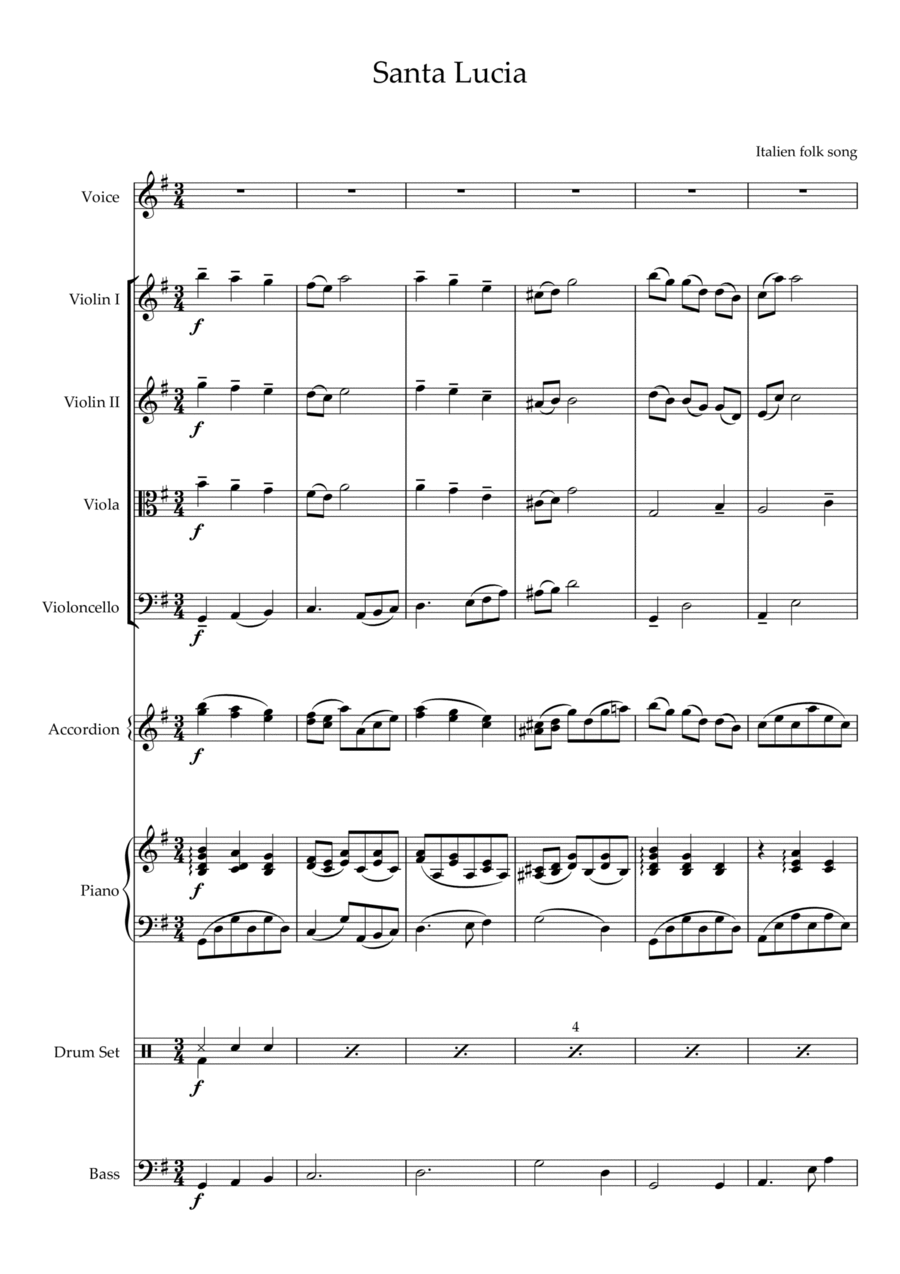Santa Lucia Santa Lucia Large Ensemble scores gallery preview page 1