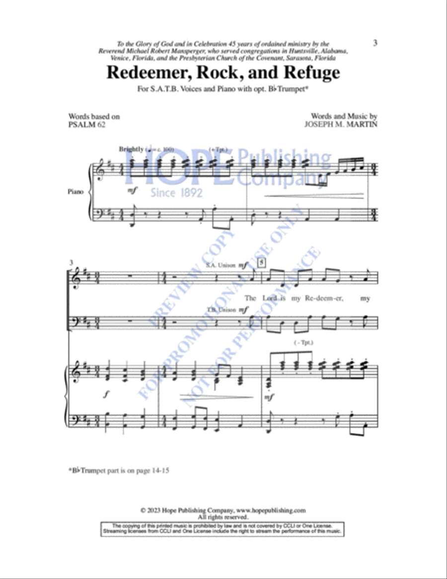 Redeemer, Rock, and Refuge 4-Part scores gallery preview page 4