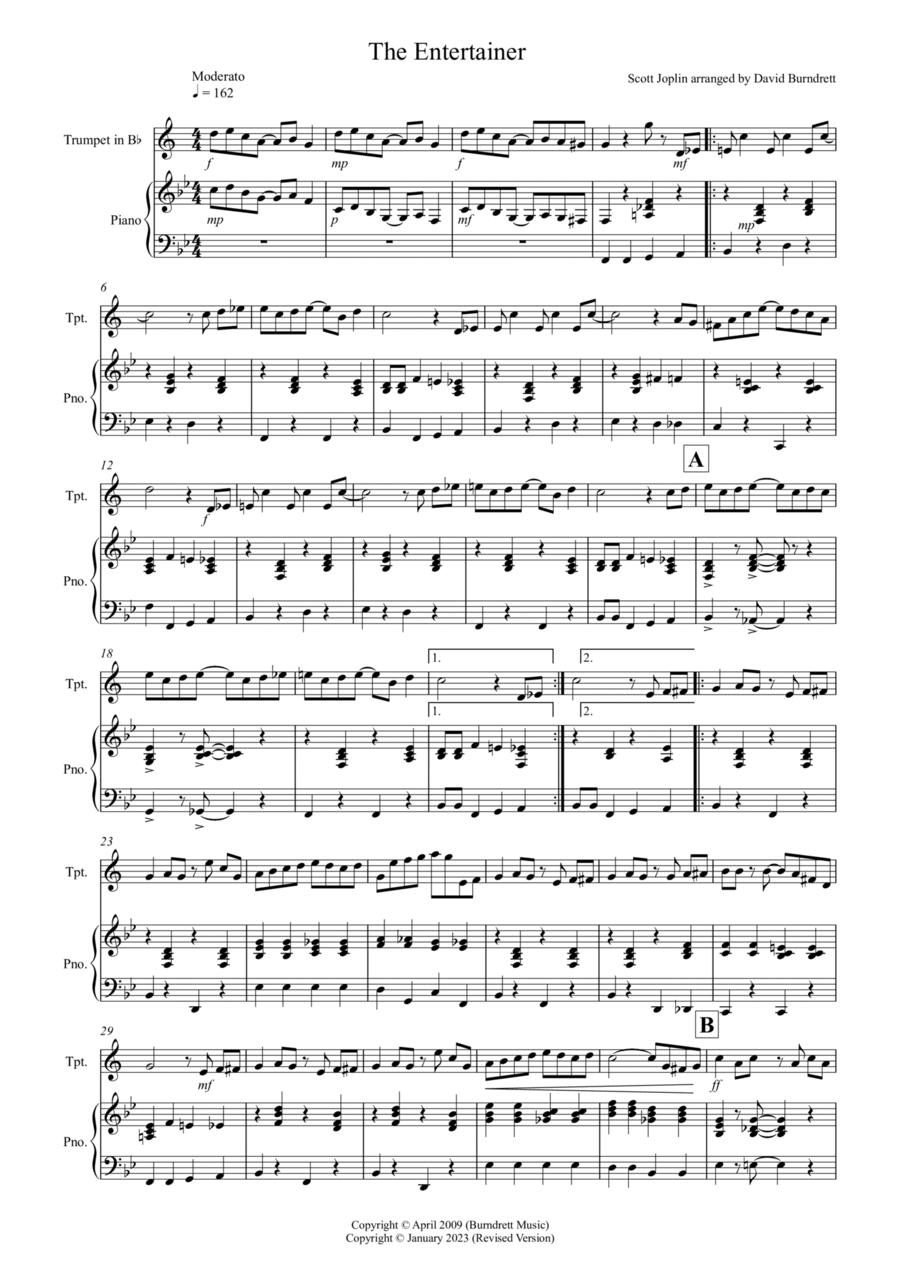 The Entertainer for Trumpet and Piano Trumpet Solo scores gallery preview page 1