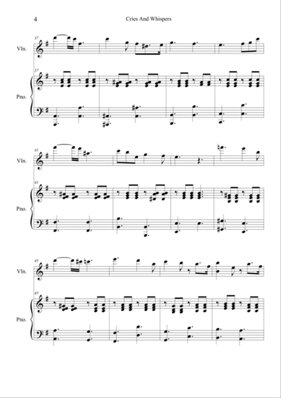 Cries and Whispers Violin Solo scores gallery preview page 4