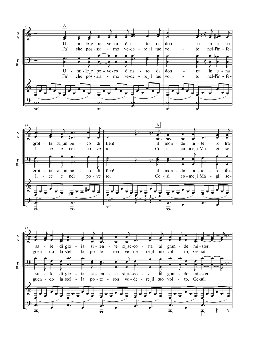 O HOLY NIGHT: Testo italiano: SANTO NATALE, O GIORNO SOLENNE - For SATB Choir and Organ - Score Only 4-Part scores gallery preview page 3