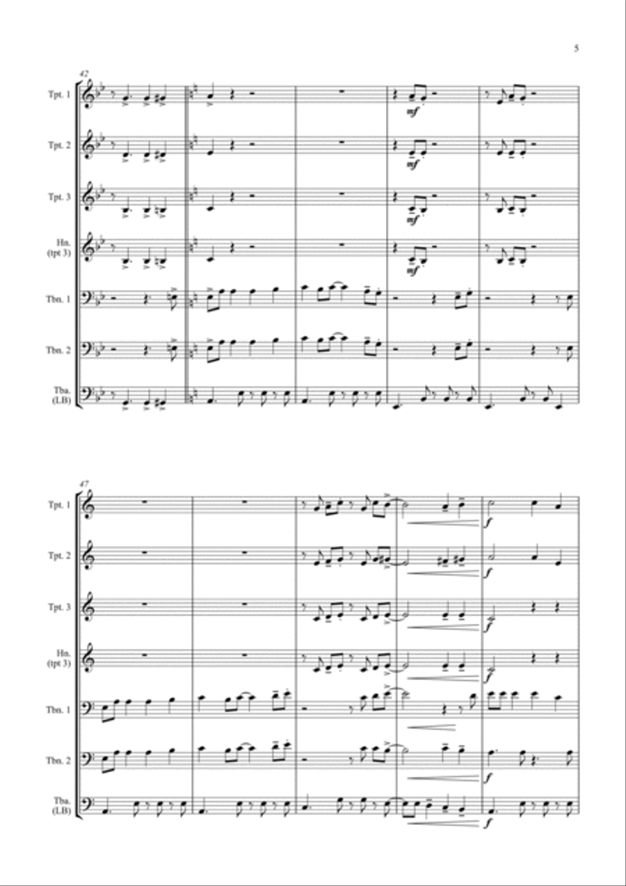 Johnny Swings On Home (When Johnny Comes Marching Home) - for Brass Ensemble Brass Ensemble scores gallery preview page 5