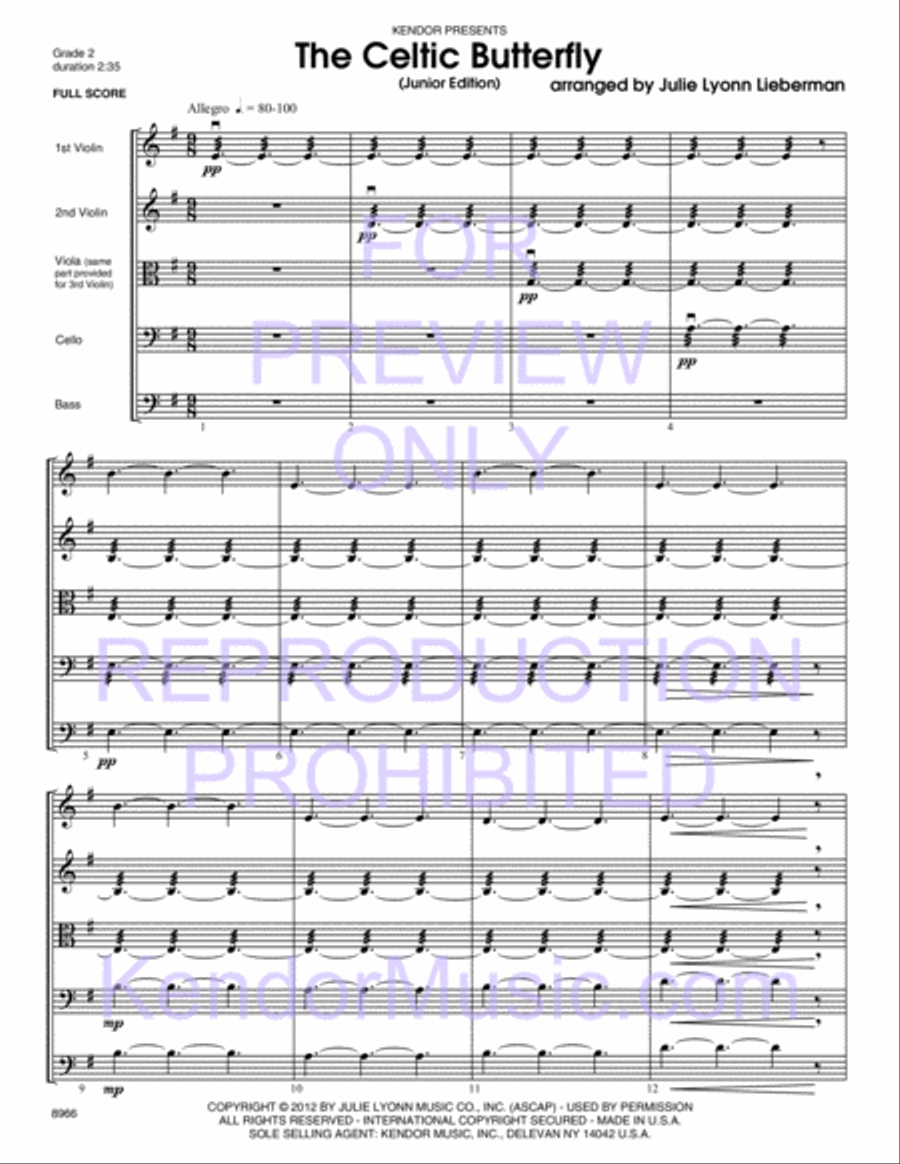 Celtic Butterfly, The (Junior Edition) (Full Score) String Orchestra scores gallery preview page 2