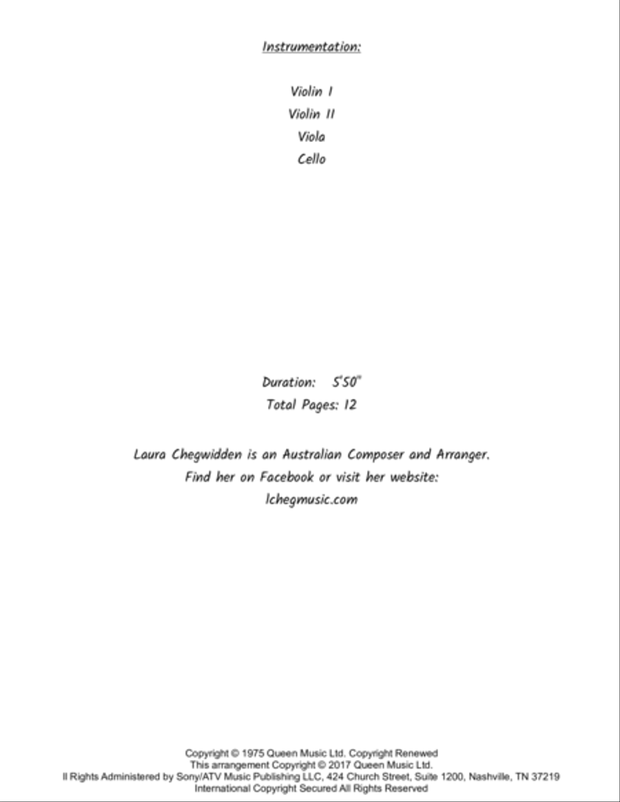 Bohemian Rhapsody String Quartet scores gallery preview page 2