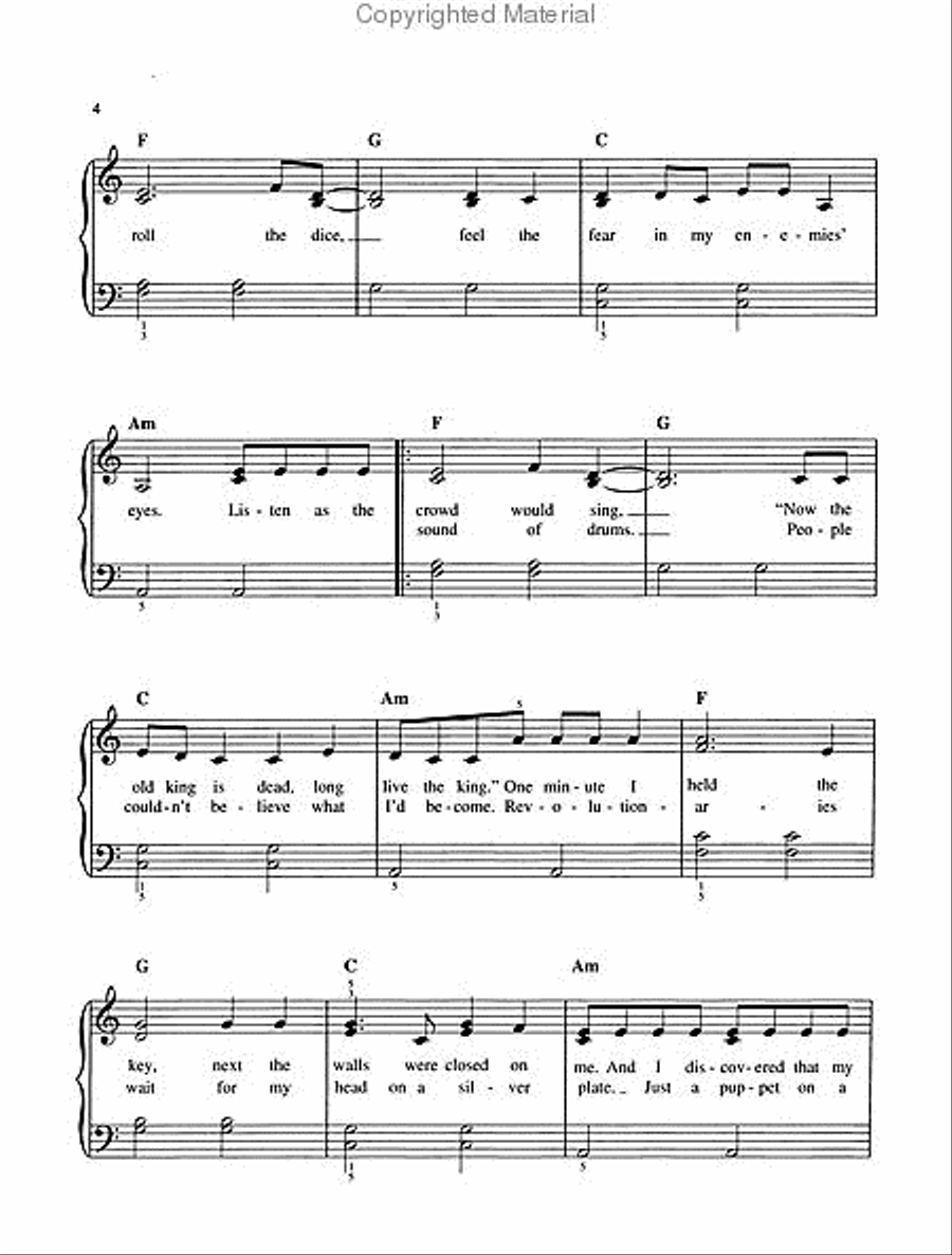 Viva La Vida Easy Piano scores gallery preview page 3