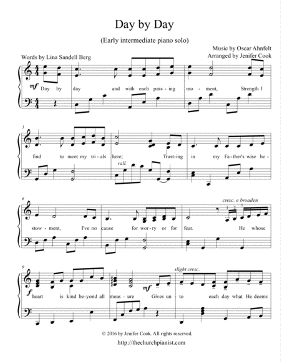 Day by Day Piano Solo scores gallery preview page 1