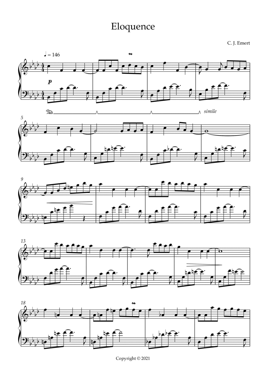 Eloquence Piano Solo scores gallery preview page 1