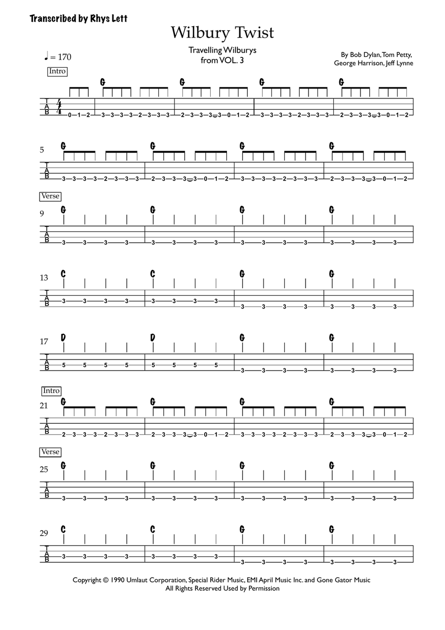 Wilbury Twist Acoustic Guitar scores gallery preview page 1