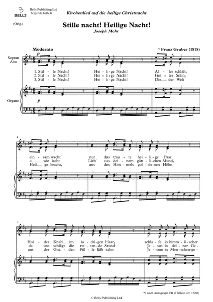 Stille Nacht, heilige Nacht (Duet) (Original key. D Major)