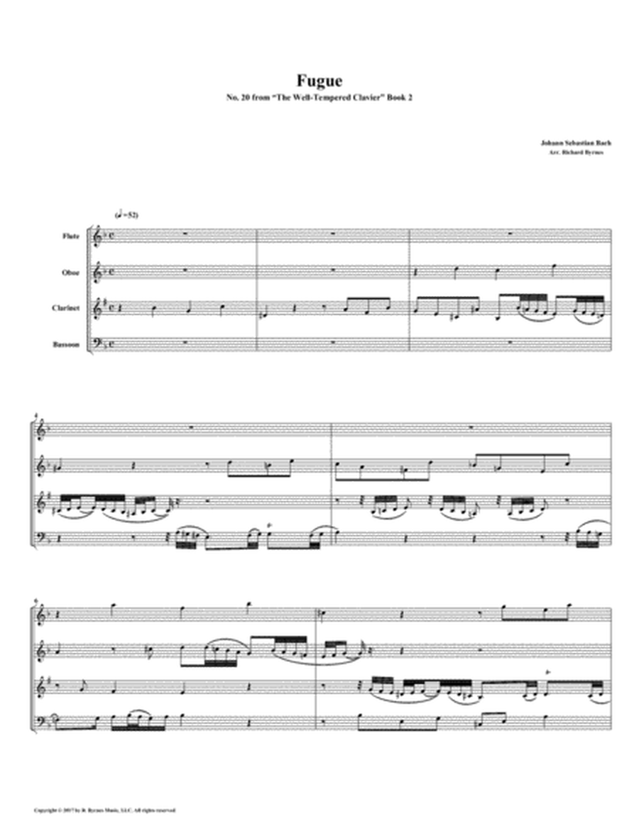 Fugue 20 from Well-Tempered Clavier, Book 2 (Woodwind Quartet) image number null