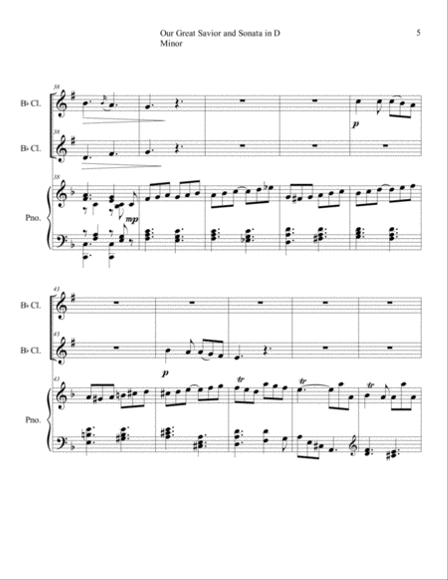 Our Great Savior and Sonata in D Minor, K. 9 Clarinet Duet scores gallery preview page 6