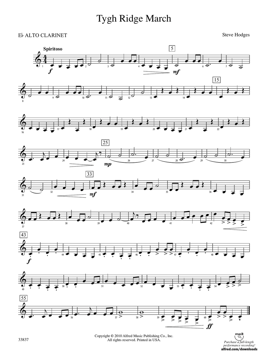Tygh Ridge March: (World Part) E-flat Alto Clarinet