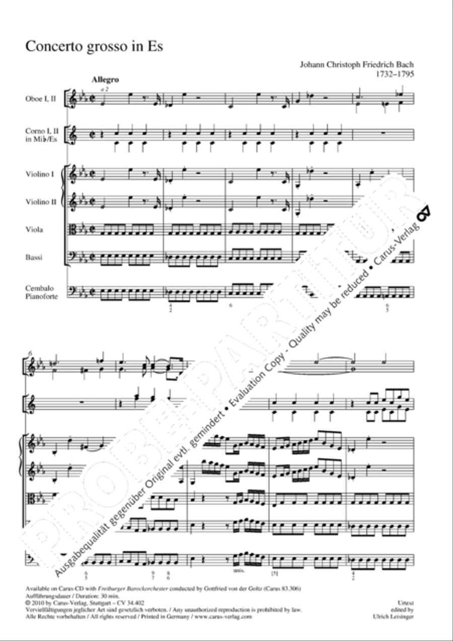 Concerto grosso for cembalo or piano Horn scores gallery preview page 6
