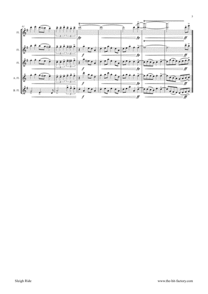 Sleigh Ride - Easy Swing - Flute Quintet