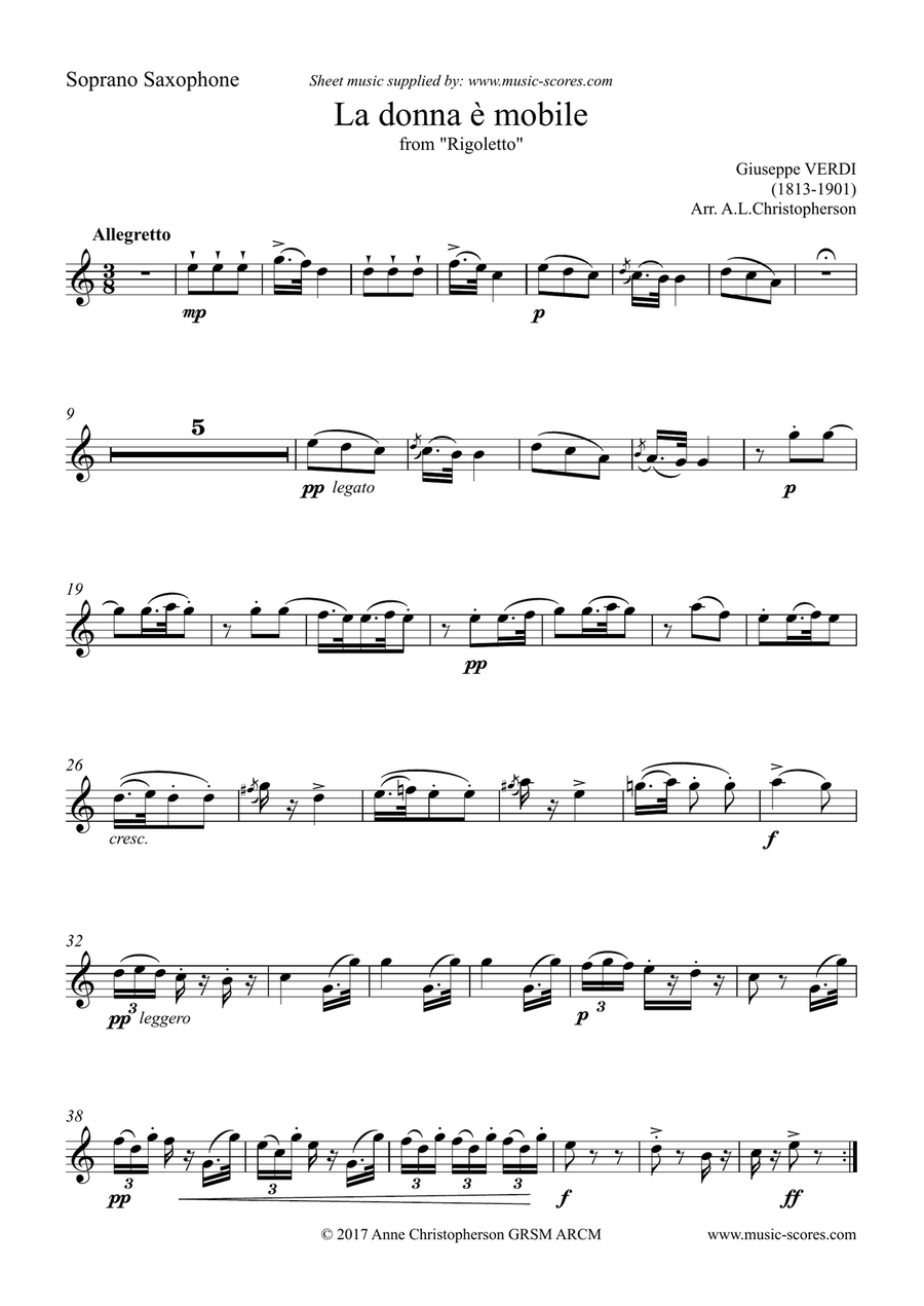 Verdi: La Donna e Mobile - Sax Quintet Woodwind Quartet scores gallery preview page 4