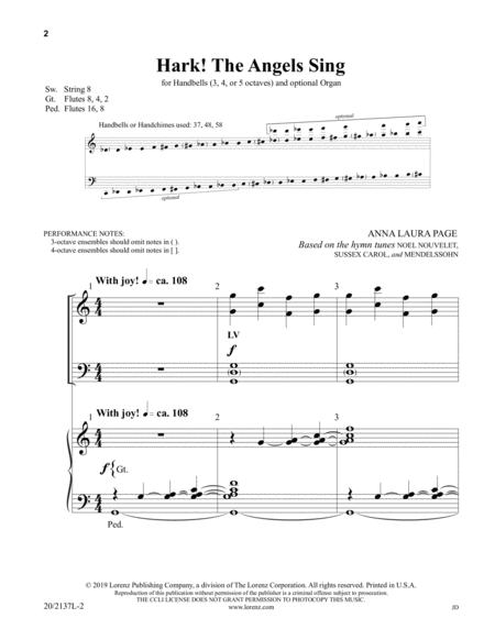 Hark! The Angels Sing - Organ & Handbell Score