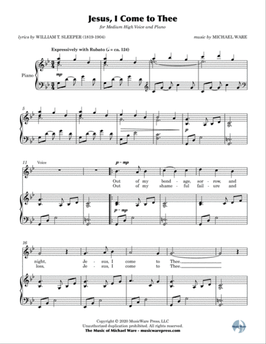 Jesus, I Come to Thee (Medium High Voice) High Voice scores gallery preview page 2