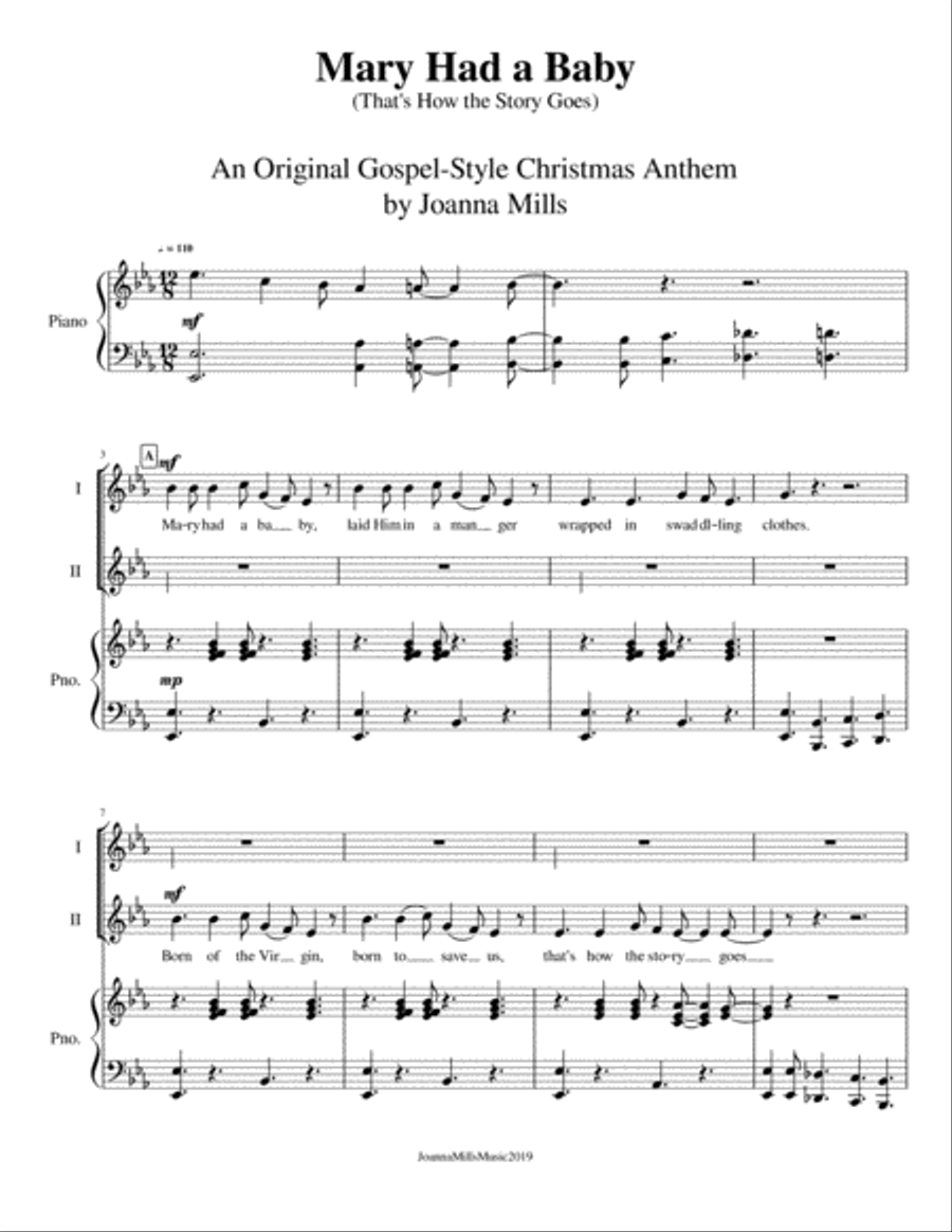 Mary Had a Baby (That's How the Story Goes) - An Original Gospel Christmas Anthem for 2-Part Choir 2-Part scores gallery preview page 2