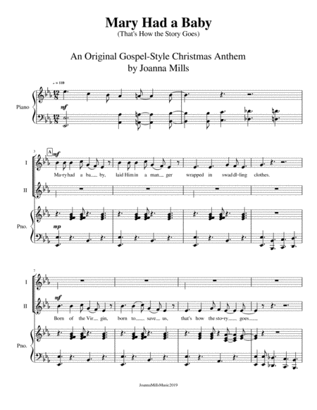 Mary Had a Baby (That's How the Story Goes) - An Original Gospel Christmas Anthem for 2-Part Choir image number null