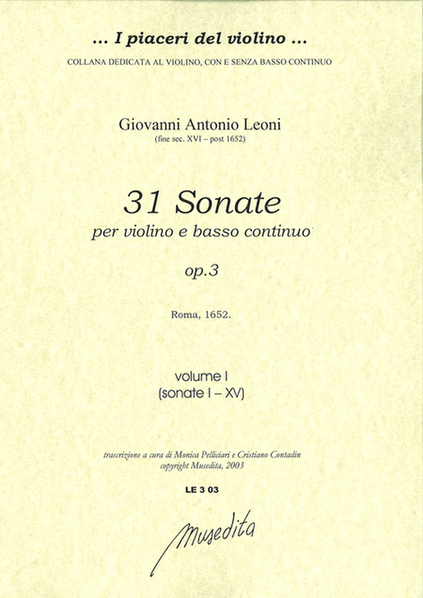 Sonate di violino a voce sola op.3 (Roma, 1652)