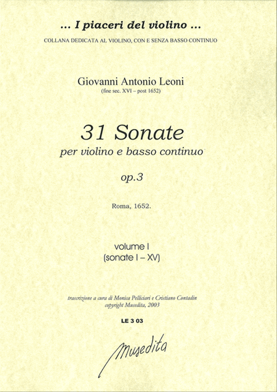 Sonate di violino a voce sola op.3 (Roma, 1652) Violin scores gallery preview page 1