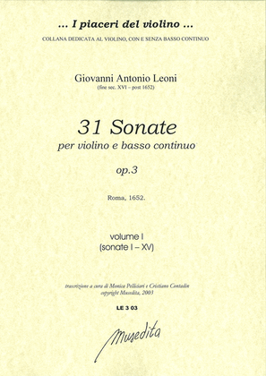 Book cover for Sonate di violino a voce sola op.3 (Roma, 1652)