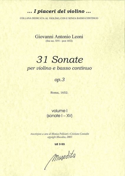 Sonate di violino a voce sola op.3 (Roma, 1652)