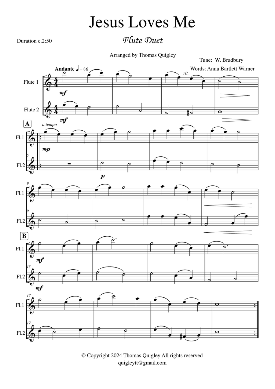 Jesus Loves Me Jesus Loves Me Flute Duet scores gallery preview page 2
