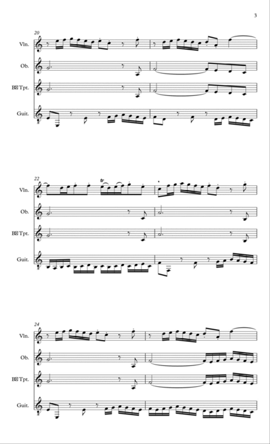 Guitar Trio III mov Allegro Small Ensemble scores gallery preview page 3