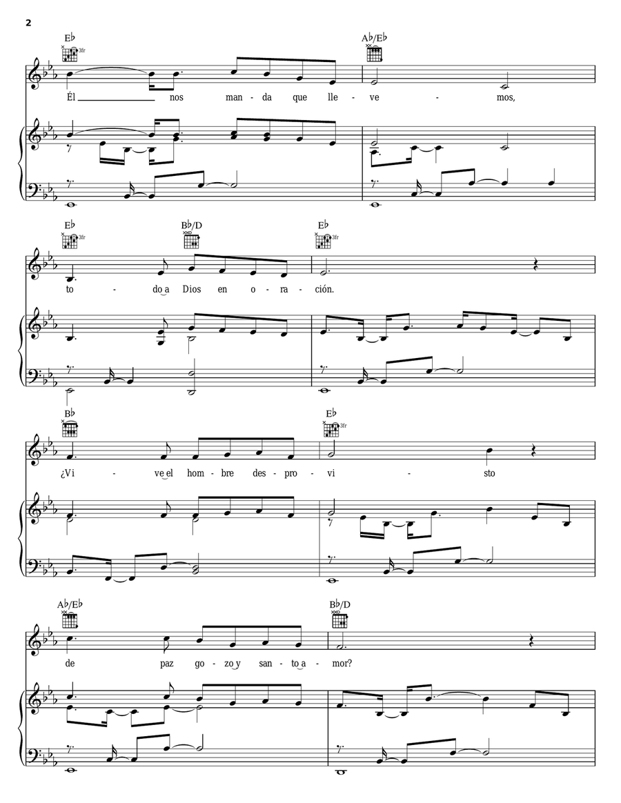 Oh Qué Amigo Nos Es Cristo (Oh What A Friend We Have In Jesus) Piano, Vocal, Guitar scores gallery preview page 2