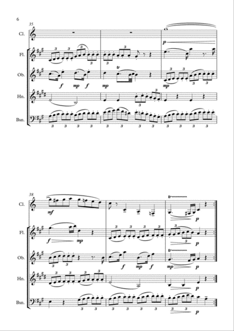 Clarinet Quintet K. 581 - Allegro con variationi (Full Score and Parts) Clarinet Quintet scores gallery preview page 6