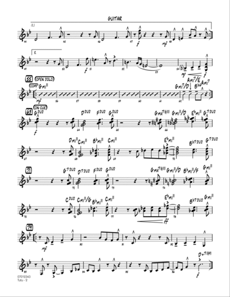 Tutu - Guitar Tutu - Guitar Jazz Ensemble scores gallery preview page 2