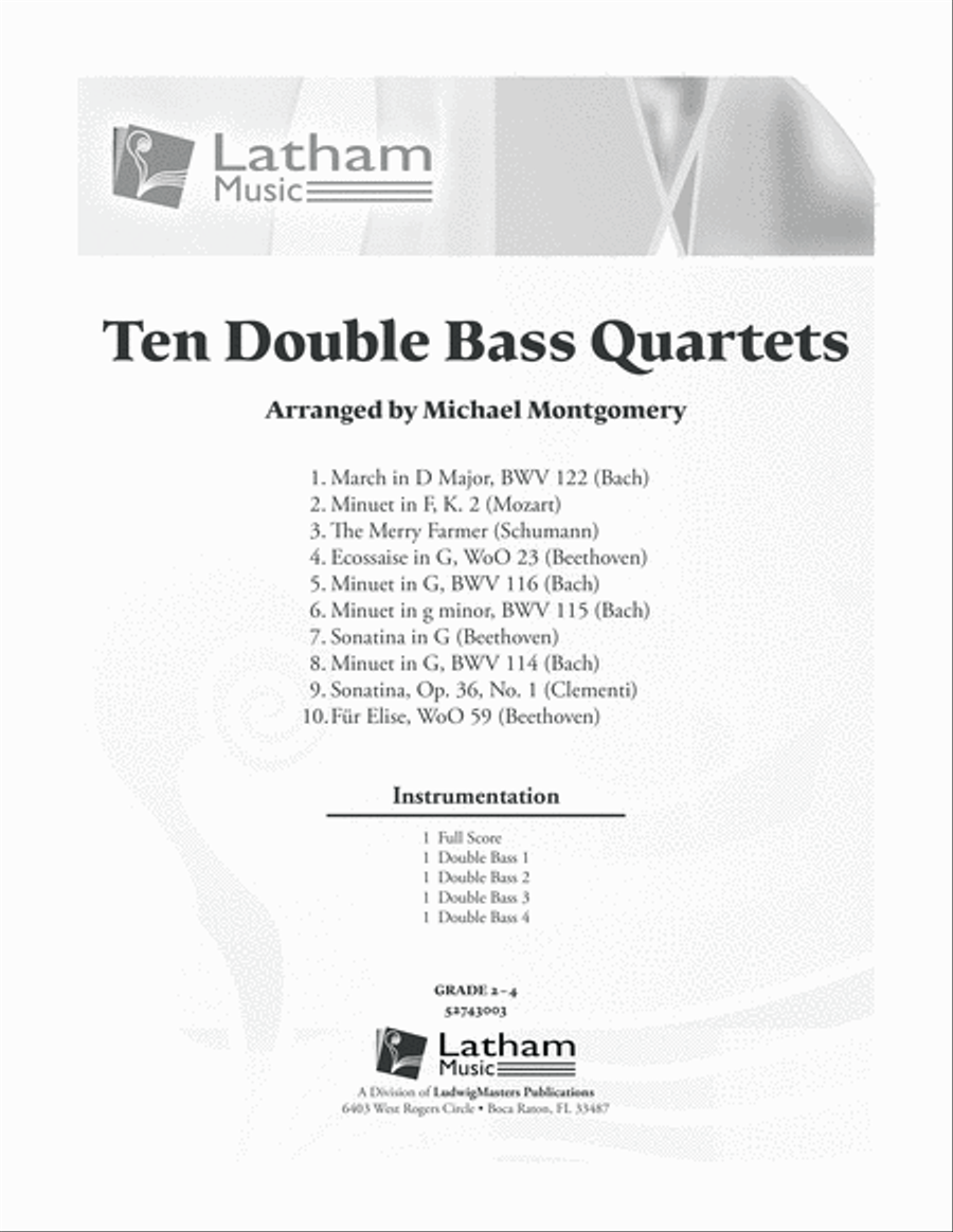 Ten Double Bass Quartets Ten Double Bass Quartets Double Bass scores gallery preview page 1