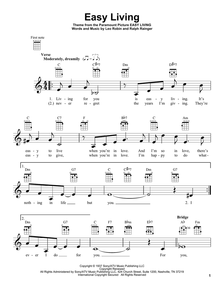 Easy Living Easy Living Ukulele scores gallery preview page 1