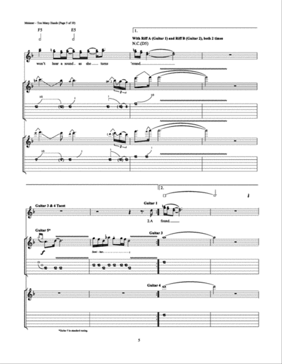 Too Many Hands Electric Guitar scores gallery preview page 5