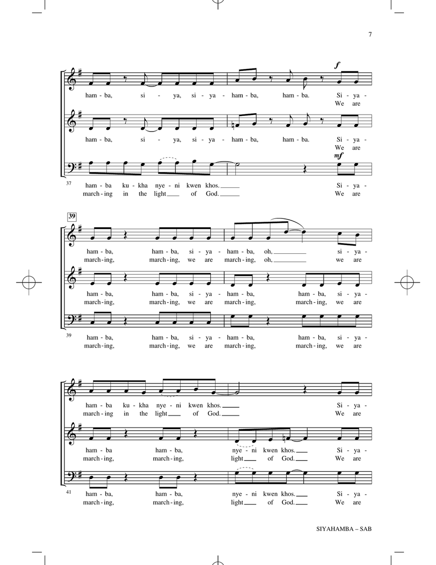 Siyahamba (arr. Ruth Morris Gray) 3-Part scores gallery preview page 5